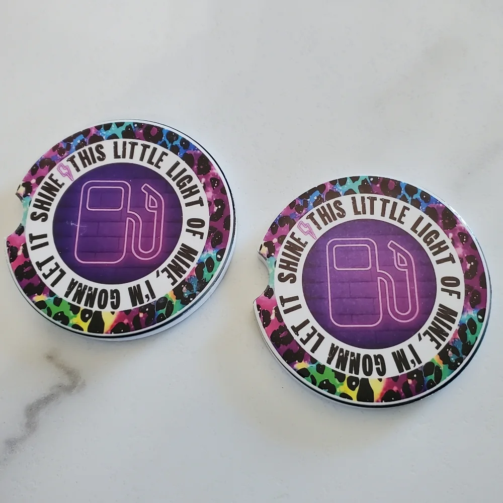 Set Of 2 Ceramic Car Coasters Funny Gas Light